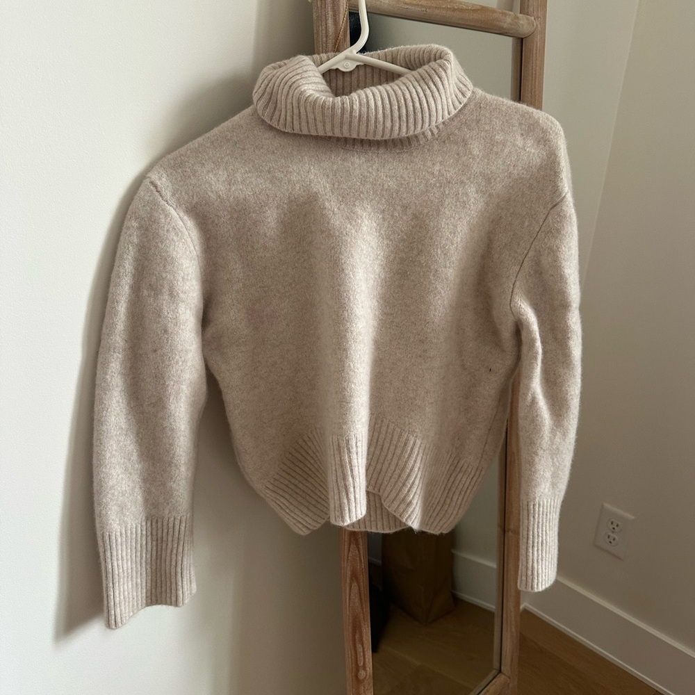 Wool/cashmere Turtleneck Sweater - Cream Cozy Knit